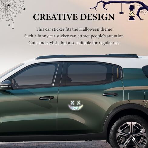 Reflective Smile Demon Car Sticker, Funny Cool Devil Smiley Car Decal for Rear Windshield Bumper, Auto Waterproof Demon Smile Sticker for Car Truck SUV, Universal Car Accessories (Colorful) in Kuwait