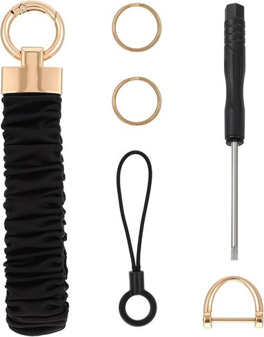 Wrist Keychain, Stretchy Key Chain with D Ring Car Key Fob Scrunchie Wristband Hand Wrist Lanyard Wristlet Strap Bracelet for Women Men Wallet Keys Camera Handbags Headphone(Black) in Saudi Arabia