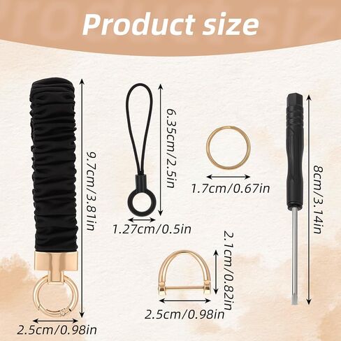 Wrist Keychain, Stretchy Key Chain with D Ring Car Key Fob Scrunchie Wristband Hand Wrist Lanyard Wristlet Strap Bracelet for Women Men Wallet Keys Camera Handbags Headphone(Black) in Saudi Arabia