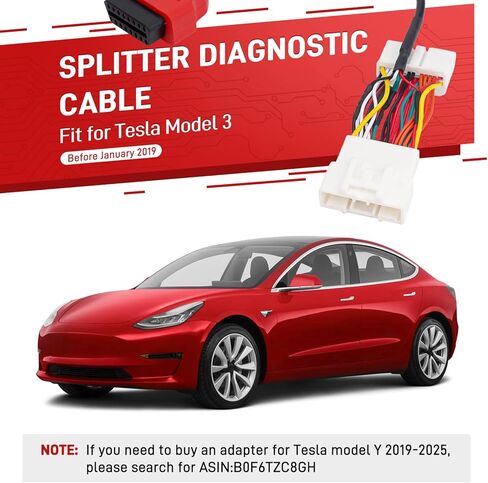 TCAN003 Splitter Diagnostic Cable for Tesla Model 3, Y, S, X, OBD2 Connector Work Scanner MaxiSys Ultra Elite II PRO MS909,20 Pin + 12 Pin to 16 Pin OBDII Adapter in Kuwait