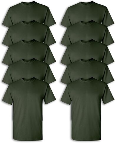 مجموعة من 10 قطع من القطن الثقيل G5000 للرجال من Gildan باللون الأخضر الغابة مقاس كبير in Saudi Arabia