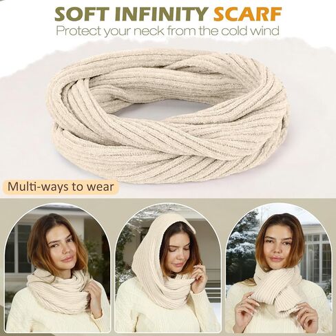 Winter Hats Gloves Scarf Set for Women, Beanie Hat Headband Ear Warmer, Infinity Scarf Touchscreen Gloves for Cold Weather in Saudi Arabia