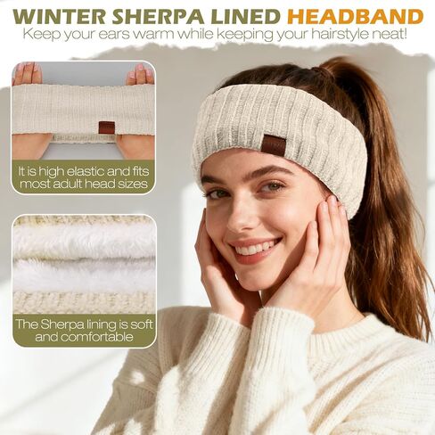 Winter Hats Gloves Scarf Set for Women, Beanie Hat Headband Ear Warmer, Infinity Scarf Touchscreen Gloves for Cold Weather in Saudi Arabia