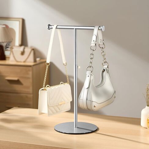 niffgaff T Bar Purse Display Stand Handbag Rack, Adjustable Height Black Tabletop Hook Hanging Jewelry Stands for Necklaces Organizer, Stainless Steel Handbag Holder Home Store Boutique in Kuwait