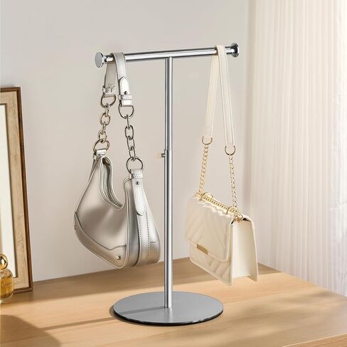 niffgaff T Bar Purse Display Stand Handbag Rack, Adjustable Height Black Tabletop Hook Hanging Jewelry Stands for Necklaces Organizer, Stainless Steel Handbag Holder Home Store Boutique in Kuwait
