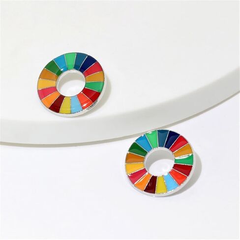 17-Color United Nations Sustainable Development Goals Brooch Rainbow Brooch Lapel Pin SDGs Enamel Lapel Pin Badge Colorful Circle Brooch Clothing Bag Accessories Jewelry Gift, Metal in Saudi Arabia
