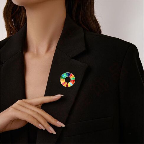 17-Color United Nations Sustainable Development Goals Brooch Rainbow Brooch Lapel Pin SDGs Enamel Lapel Pin Badge Colorful Circle Brooch Clothing Bag Accessories Jewelry Gift, Metal in Saudi Arabia