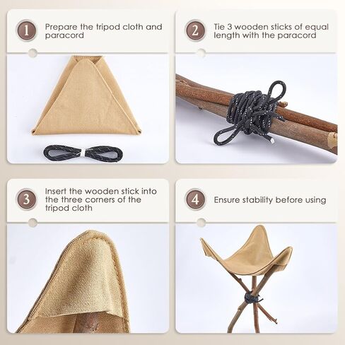 GORGECRAFT 2 Sets Portable Camping Chair Cover 31.5cm Tripod Stool Cloth Outdoor Triangular Stool Covers Coconut Brown Foldable Lightweight Tripod Stool Pad for Walking Hunting Backpacking Travelling in Saudi Arabia