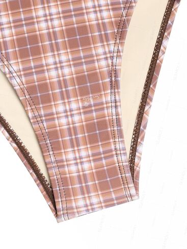 seamoly Vintage Gingham Halter Tank Top & Cinched Tie Side Tankini Set in Saudi Arabia