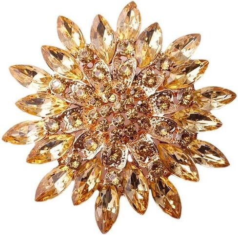 Vintage Crystal Rhinestone Flower-shaped Sunflower Brooch Pin Accessories in Saudi Arabia