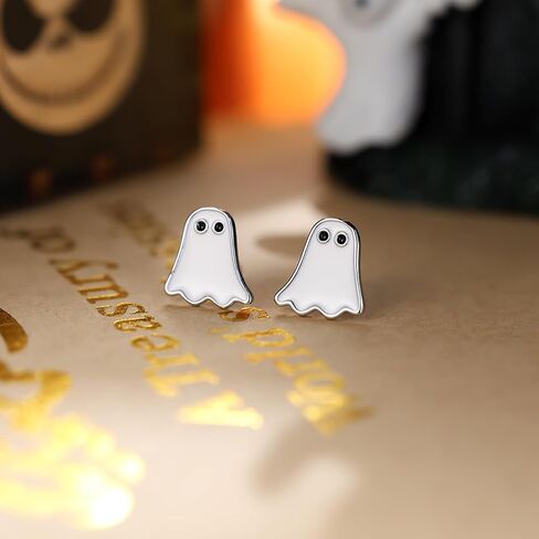 Halloween Ghost Earrings for Women – Spooky Cute 14K Gold Plated Stud Jewelry, Fun Halloween Accessories Gifts in Saudi Arabia