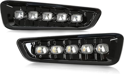 HECASA LED Fog Lights w/Turn Signal Lamp Compatible with 2017-2020 Ford F150 Raptor Daytime Running Lamp DRL Plastic Clear Lens Black Bezel in Saudi Arabia