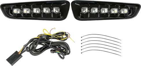 HECASA LED Fog Lights w/Turn Signal Lamp Compatible with 2017-2020 Ford F150 Raptor Daytime Running Lamp DRL Plastic Clear Lens Black Bezel in Saudi Arabia