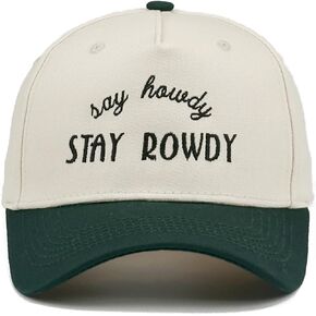 Two-Tone Cotton Baseball Cap with Embroidered Western Sayings - Adjustable Cowboy Style Hat for Men and Women in Kuwait
