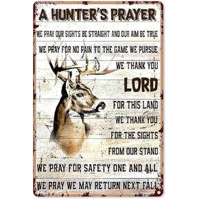 Hunting Signs for Room Deer Hunting Prayer Metal Tin Sign Wall Decor Retro Signs for Home Kitchen Café Gifts 12x8 inch in Saudi Arabia