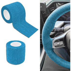 قطعتان من شريط لف عجلة القيادة مانع للانزلاق، غطاء عجلة القيادة، شريط ممتص للعرق للحماية ذاتية اللصق، ملحقات داخلية للسيارة قابلة للتنفس لشاحنة السيارة الدفع الرباعي (أحمر) in Kuwait