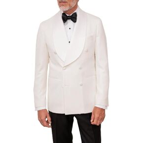 Men's Double Breasted White Blazers Jacket Shawl Lapel White Dinner Jacket Coat in Saudi Arabia