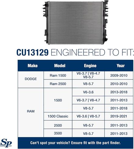 مشعاع سبكترا بريميوم CU13129 متوافق مع شاحنات دودج رام in Saudi Arabia