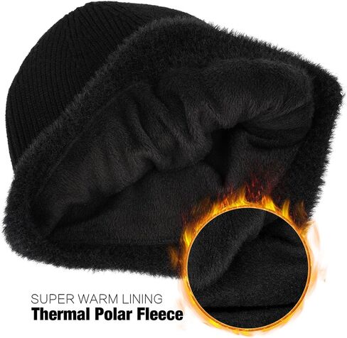 Winter Fleece Line Beanie with Earflap for Men Women, Outdoor Warm Thermal Knitted Hat Stocking Caps in Saudi Arabia