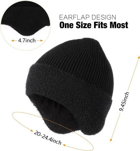 Winter Fleece Line Beanie with Earflap for Men Women, Outdoor Warm Thermal Knitted Hat Stocking Caps in Saudi Arabia