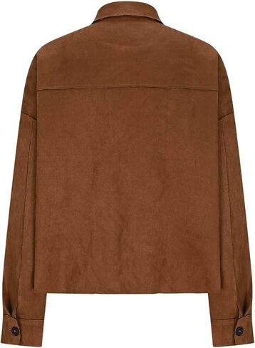Women's Faux Suede Cropped Jacket Casual Lightweight Fall Fashion 2025 Winter Coats Outerwear Trendy Clothes in Saudi Arabia