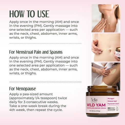 Wild Yam Cream for Hormone Balance – Progesterone Cream Alternative for PMS & Menopause Relief – Made with Organic Hormone Balancing Extracts - 2oz in Saudi Arabia