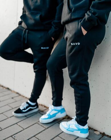 SAVD Essential Joggers for Men & Women – Sweatpants with Embroidered Logo, Premium Cotton Blend, Cuffed/Straight Fit in Saudi Arabia