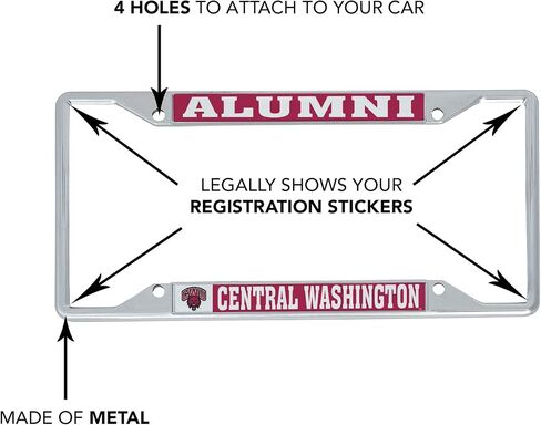 إكسسوارات السيارات من Desert Cactus Central Washington University Car Accessories إطار لوحة ترخيص معدني وحامل بطاقات للجزء الأمامي أو الخلفي من السيارة (الخريجين) in Saudi Arabia