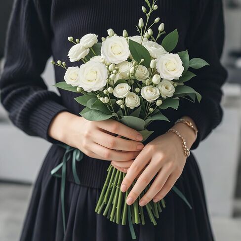 60pcs Artificial Flowers, White Foam Roses with Stems for DIY Wedding Bouquets Fake Flowers, White Roses, Artifical White Roses for Party Tables Decoration in Saudi Arabia