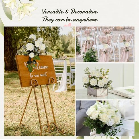 60pcs Artificial Flowers, White Foam Roses with Stems for DIY Wedding Bouquets Fake Flowers, White Roses, Artifical White Roses for Party Tables Decoration in Saudi Arabia