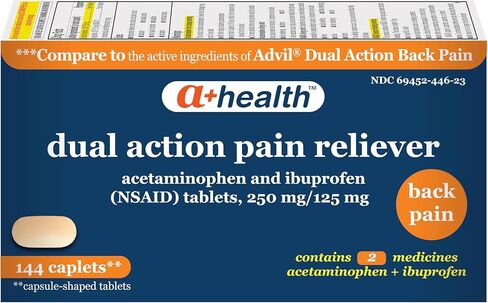 A+Health Dual Action، كبسولات أسيتامينوفين 250 ملغ وإيبوبروفين 125 ملغ، مسكن للألم، 120 قطعة in Kuwait