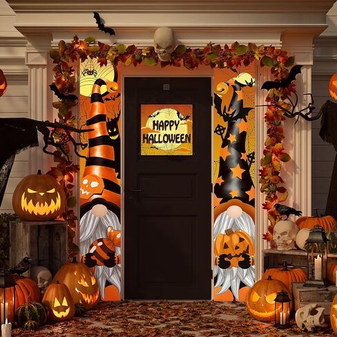 Tatuo 3 Pieces Halloween Porch Decoration Halloween Porch Banners Halloween Door Decoration Gnome Pumpkin Porch Sign for Front Door Outside Yard Party in Saudi Arabia