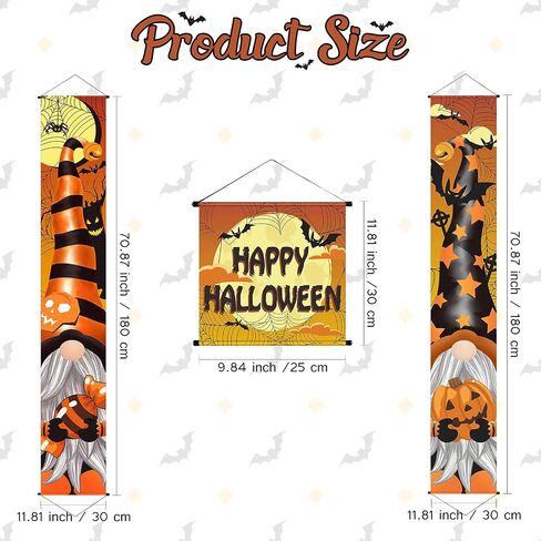 Tatuo 3 Pieces Halloween Porch Decoration Halloween Porch Banners Halloween Door Decoration Gnome Pumpkin Porch Sign for Front Door Outside Yard Party in Saudi Arabia