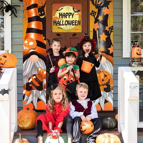Tatuo 3 Pieces Halloween Porch Decoration Halloween Porch Banners Halloween Door Decoration Gnome Pumpkin Porch Sign for Front Door Outside Yard Party in Saudi Arabia