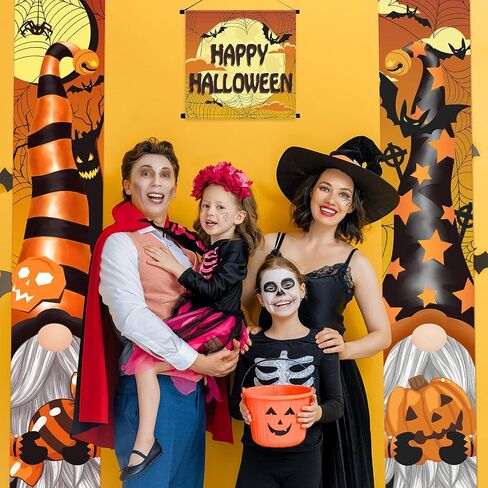 Tatuo 3 Pieces Halloween Porch Decoration Halloween Porch Banners Halloween Door Decoration Gnome Pumpkin Porch Sign for Front Door Outside Yard Party in Saudi Arabia