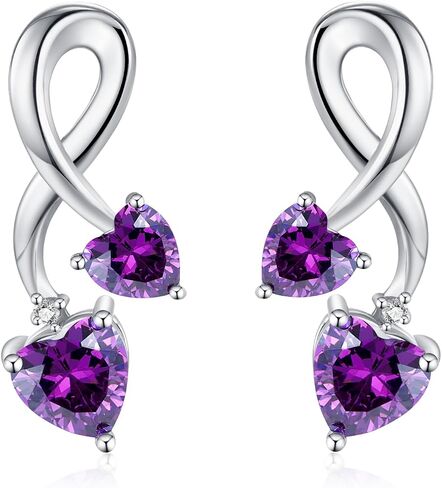 Earrings for Women, S925 Sterling Silver Birthstone Heart Studs Earring for Girlfriend Wife, Anniversary Birthday Christmas Valentines Mothers Day Gifts Jewelry for Womens Wife Her Mom in Saudi Arabia