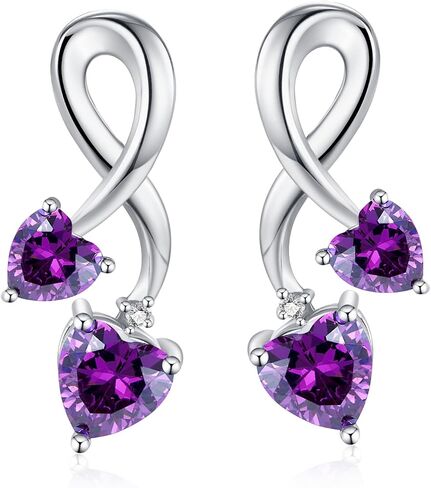 Earrings for Women, S925 Sterling Silver Birthstone Heart Studs Earring for Girlfriend Wife, Anniversary Birthday Christmas Valentines Mothers Day Gifts Jewelry for Womens Wife Her Mom in Saudi Arabia