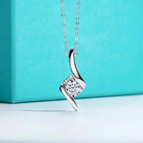 AnuClub Moissanite Pendant Love Knot Necklace 3.24cttw(3CT Center Stone) D Color VVS1 925 Sterling Silver Adjustable Necklace Gift for Women Wife Her with Certificate in Kuwait