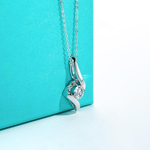 AnuClub Moissanite Pendant Love Knot Necklace 3.24cttw(3CT Center Stone) D Color VVS1 925 Sterling Silver Adjustable Necklace Gift for Women Wife Her with Certificate in Kuwait
