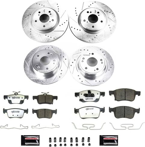 POWERSTOP Front and Rear Z26 Carbon-Fiber Ceramic Brake Pads with Drilled and Slotted Rotors Brake Kit For Honda Accord 2018-2022 [Vehicle Specific] in Saudi Arabia