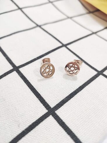 RUIZHEN Stainless Steel Supernatural Star Pentagram Pentacle Stud Earrings Wicca Pagan Jewelry in Saudi Arabia