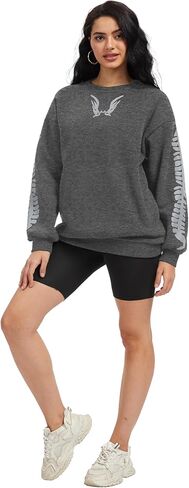 TSMNZMU Women Oversized Sweatshirts - Crewneck Long Sleeve Pullover Fleece Hoodie - Goth Grunge Punk Emo & Alt Style in Saudi Arabia