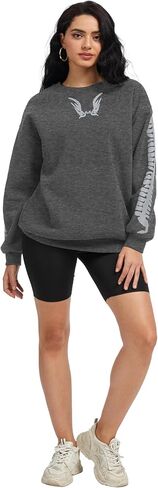 TSMNZMU Women Oversized Sweatshirts - Crewneck Long Sleeve Pullover Fleece Hoodie - Goth Grunge Punk Emo & Alt Style in Saudi Arabia