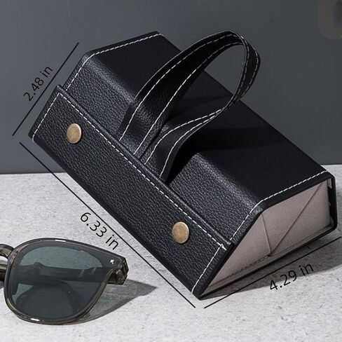 Foldable Sunglasses Storage Case with 3 Slots, Portable Travel Glasses Organizer Holder for Multiple Eyewear (Black) in Saudi Arabia