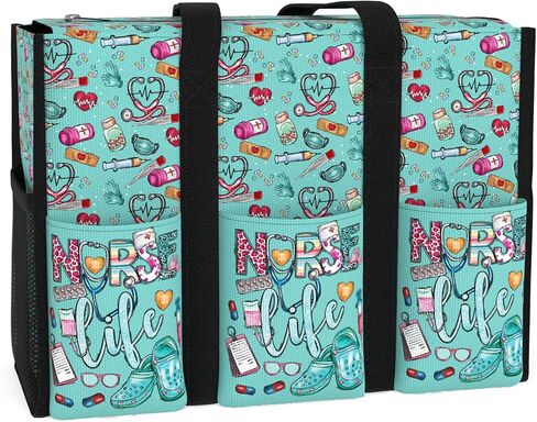 84hoods Multi-Pocket Tote Bag for Women. Waterproof Bag with Multiple Convenient Pockets and Zipper. Gift for Nurses. in Saudi Arabia