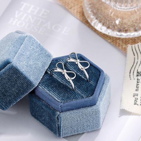 Bow Knot Adjustable Statement Ring for Women 925 Sterling Silver Cute Bowknot Ribbon Stacking Open Finger Rings Birthday Party Wedding Engagement Promise Bands Dainty Jewelry for Daughter in Saudi Arabia