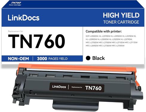 TN760 High Yield Toner Cartridge Replacement for Brother TN-760 TN730 to Use with HL-L2350DW HL-L2395DW HL-L2390DW HL-L2370DW MFC-L2750DW MFC-L2710DW DCP-L2550DW Printer in Kuwait