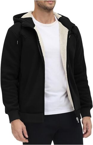 bmkBWO Fleece Lined Hoodies for Men,Heavyweight Zip Up Thicken Sherpa Sweatshirt Hooded Winter Warm Jackets Coats 2025 in Saudi Arabia