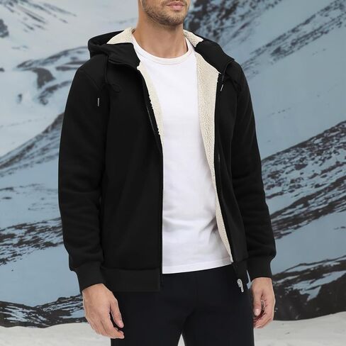 bmkBWO Fleece Lined Hoodies for Men,Heavyweight Zip Up Thicken Sherpa Sweatshirt Hooded Winter Warm Jackets Coats 2025 in Saudi Arabia