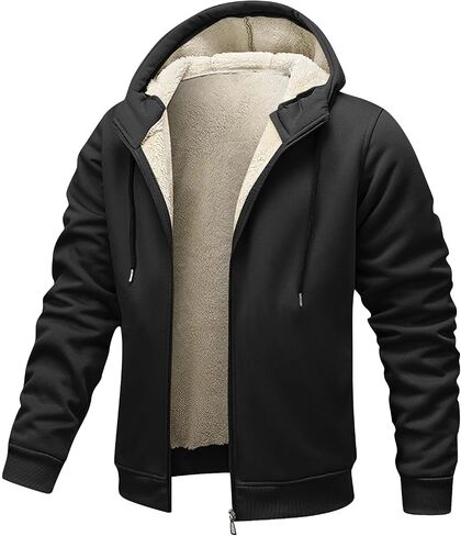 bmkBWO Fleece Lined Hoodies for Men,Heavyweight Zip Up Thicken Sherpa Sweatshirt Hooded Winter Warm Jackets Coats 2025 in Saudi Arabia